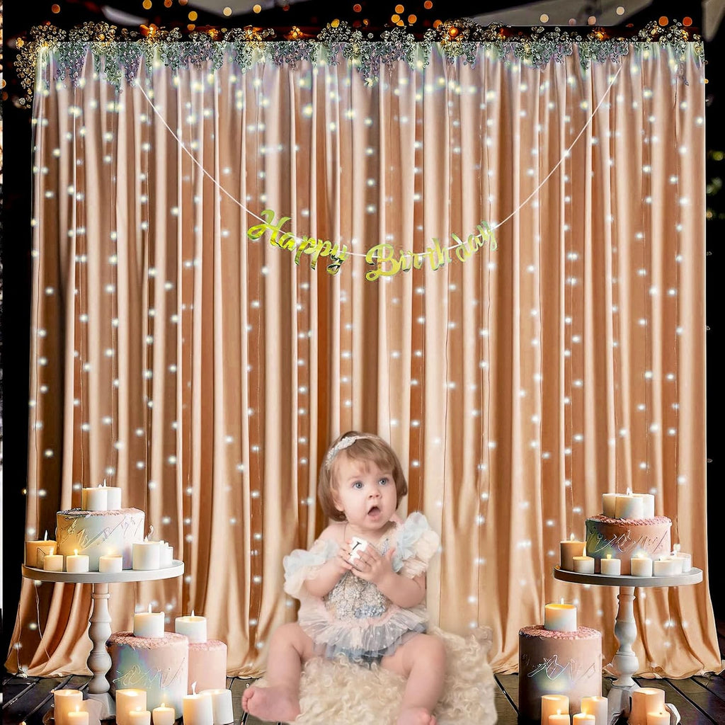 10 x 10 Feet Khaki Backdrop Curtain for Partie, Background Curtains for Photoshoot, Birthday, Wedding, Halloween, Thanksgiving, Christmas Day, New Year Party Decorations 5Ft x 10Ft, 2 Panels