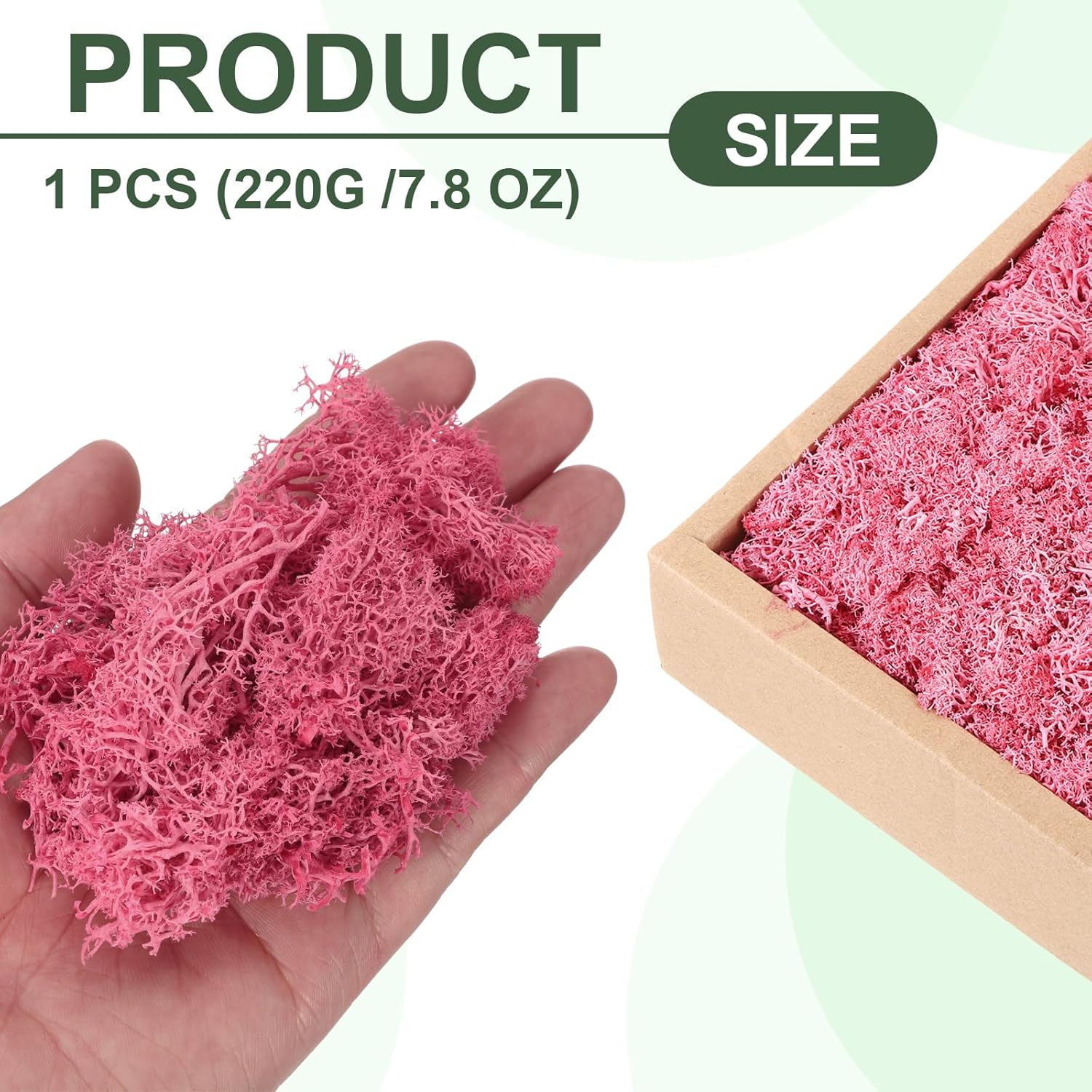 MECCANIXITY 7.8oz Preserved Reindeer Moss, Dark Pink Decorative Artificial Fake Moss for Potted Plants Indoor Crafts Lichen Centerpieces Decor