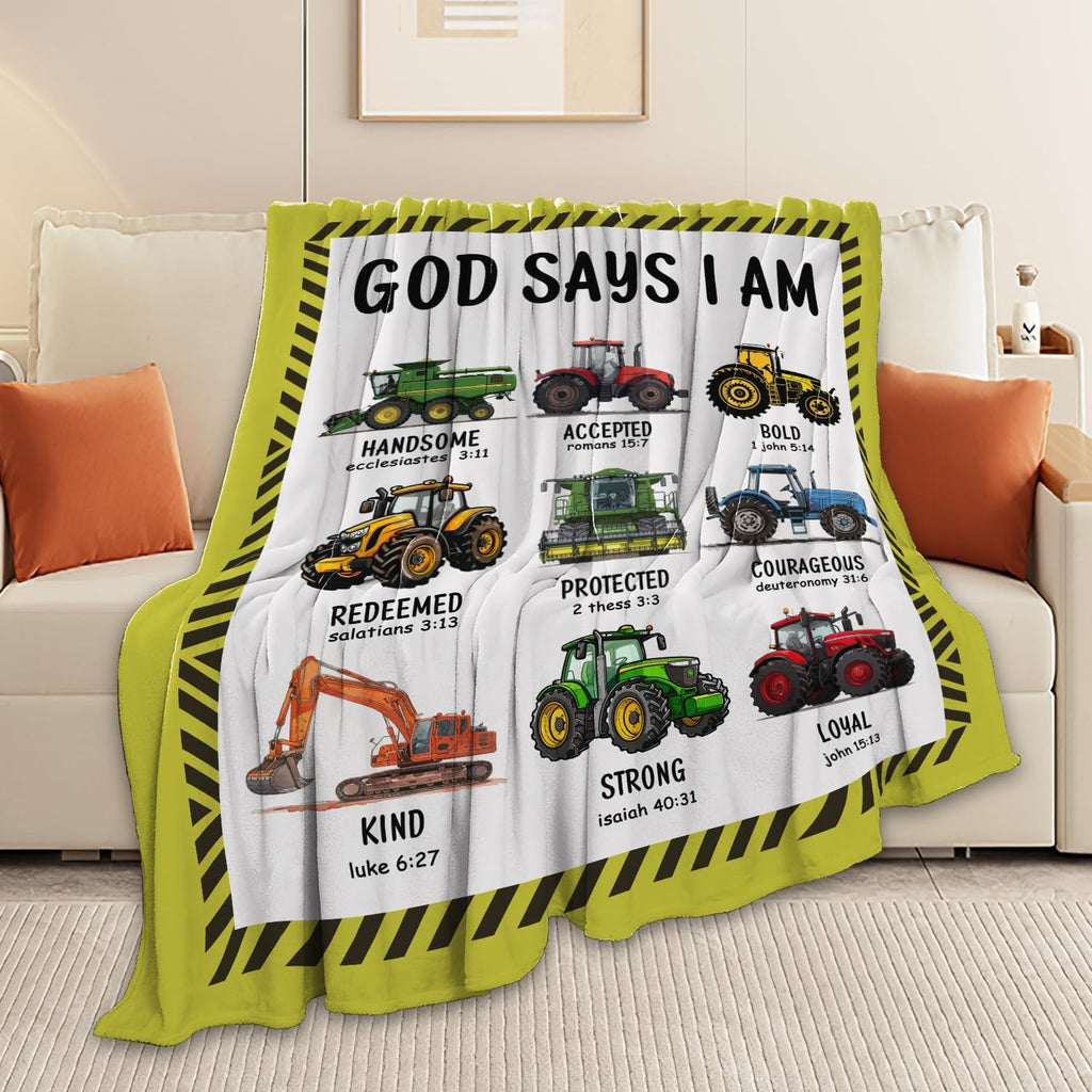 Tractor Throw Blanket Farm Tractor Stuff Gifts for Kids Girls Boys Adults Women Man Soft Cozy Warm Plush Fluffy Fuzzy Fleece Blanket Decor 60''X80''