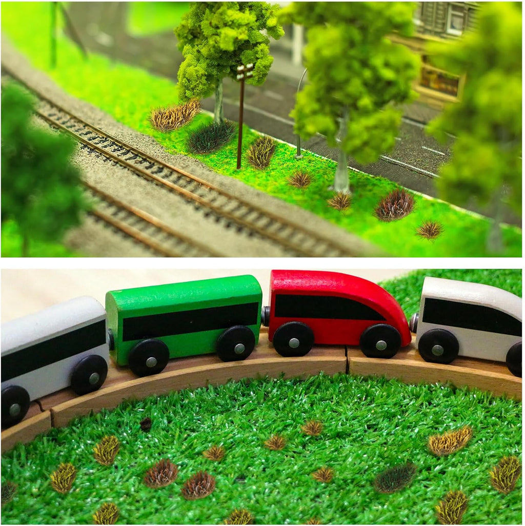 288 Pcs Static Grass Tuft Flower Cluster Vegetation Groups Self Adhesive Artificial Model Grass Tufts DIY Miniature Colorful Flower Cluster for Terrain Railway Scenery Table Landscape (Grass Style)