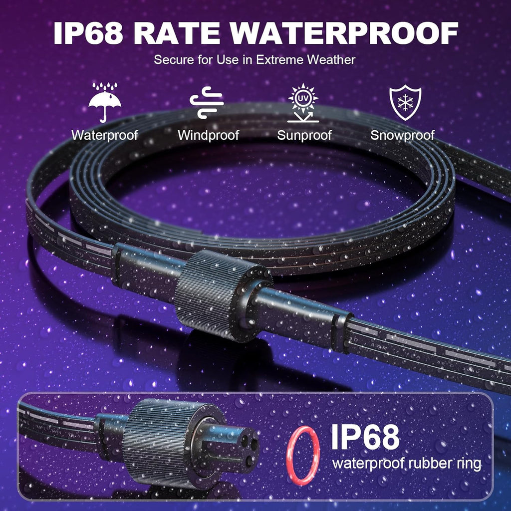 13FT Extension Cord for Go-ee Permanent Outdoor Lights Pro, Deck Lights, IP68 Waterproof Waterproof Extension Cord for H705D H705E H705F, H706A H706B H706C, H7067 H7068 H7069 (13FT Black)