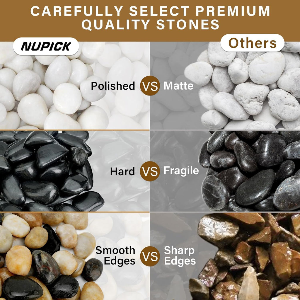 6lb Black River Rocks for Plants Indoor, 1-2Inch Pebbles for Vases Fillers, Decorative Gravel for Fish Tank, Natural Polished Stones for Succulent, Bonsai, Landscaping, Bird Baths