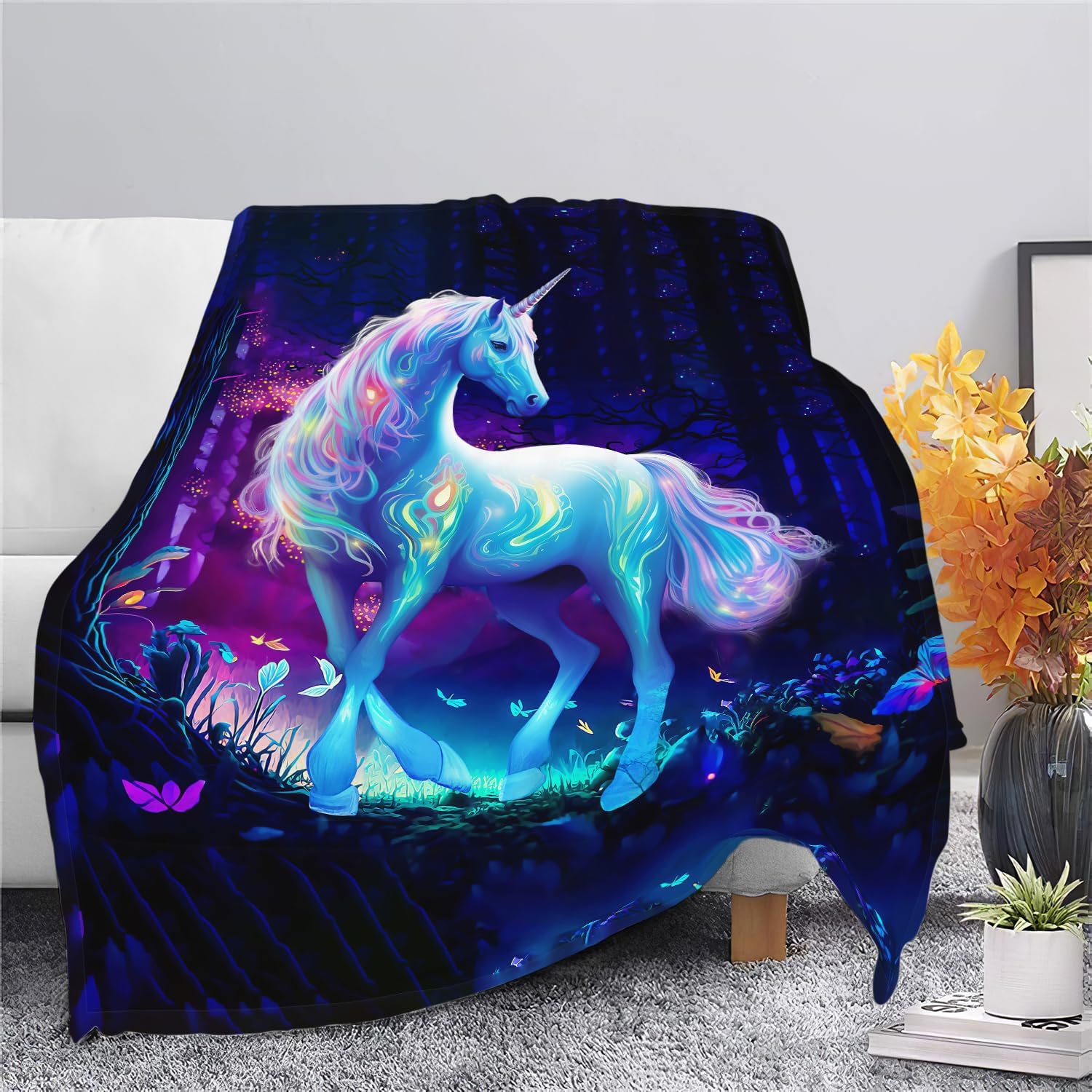 Unicorn Blanket Unicorn Throw Blanket Gifts for Girls Women Kids Adults Super Soft Cozy Plush Fluffy Fuzzy Fleece Blanket Home Decor 60''X80''