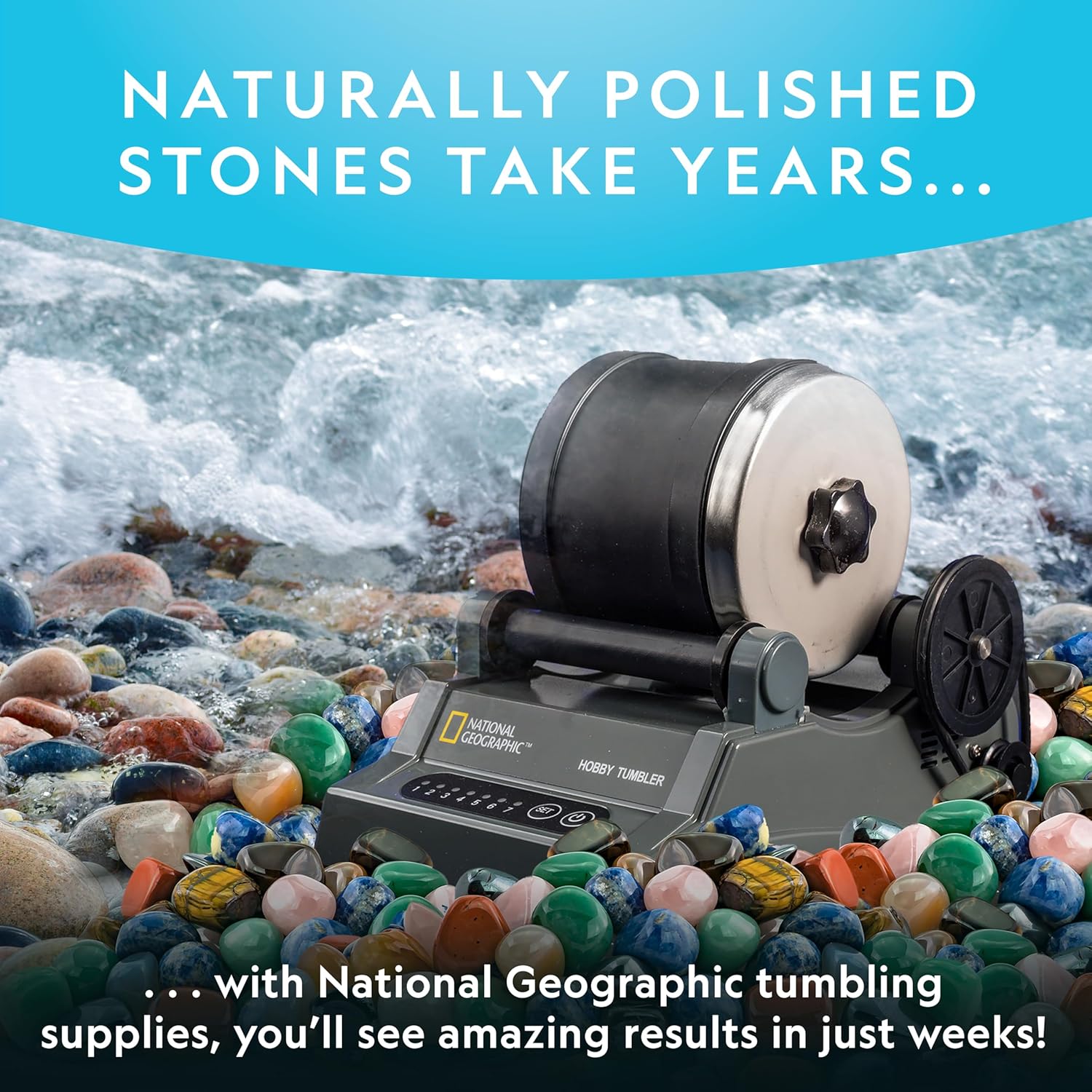 NATIONAL GEOGRAPHIC Rock Tumbler Grit and Polish Refill Kit - Tumbling Grit Media, Polish Up to 20 lbs. of Rocks, Works with any Rock Polisher & Tumbler Supplies