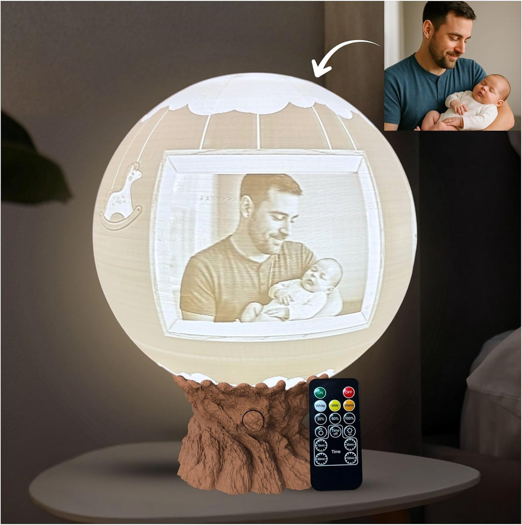 It’s a Boy Moon Lamp – Personalized Baby Boy Night Light with Custom Text & Photo | Newborn Gift, Nursery Decor, Baby Shower, Gift for for New Moms & Dads, Custom Birth Announcement Moon Light