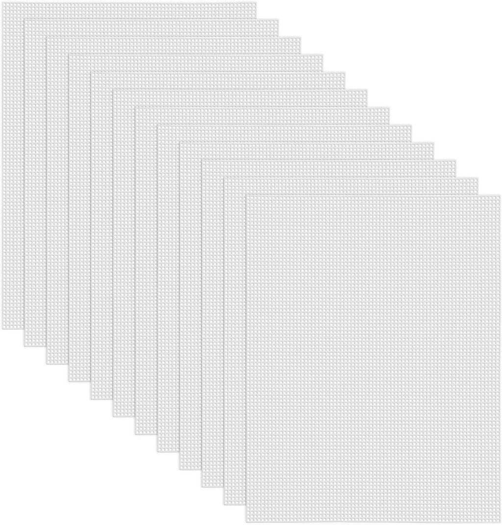 12 Pieces 7 Count Plastic Mesh Canvas Sheets for Embroidery, Acrylic Yarn Crafting, Knit Crochet Projects and Make Aquarium Dividers (10.5 X 13.5 Inch)