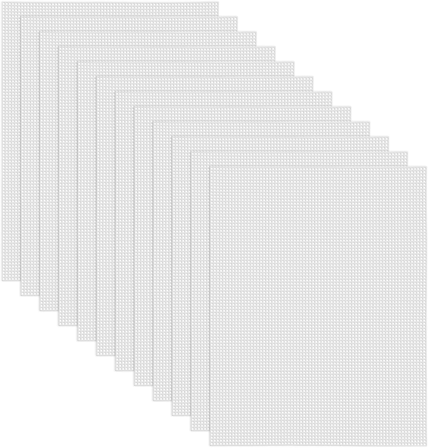 12 Pieces 7 Count Plastic Mesh Canvas Sheets for Embroidery, Acrylic Yarn Crafting, Knit Crochet Projects and Make Aquarium Dividers (10.5 X 13.5 Inch)