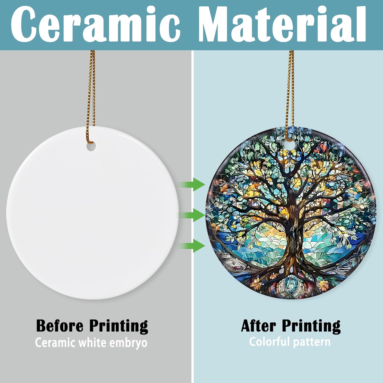 Stained Ceramic Tree of Life Ornament - Christmas Decorations and Holiday Present Ideas - Tree of Life Decor for Office, Room, Home