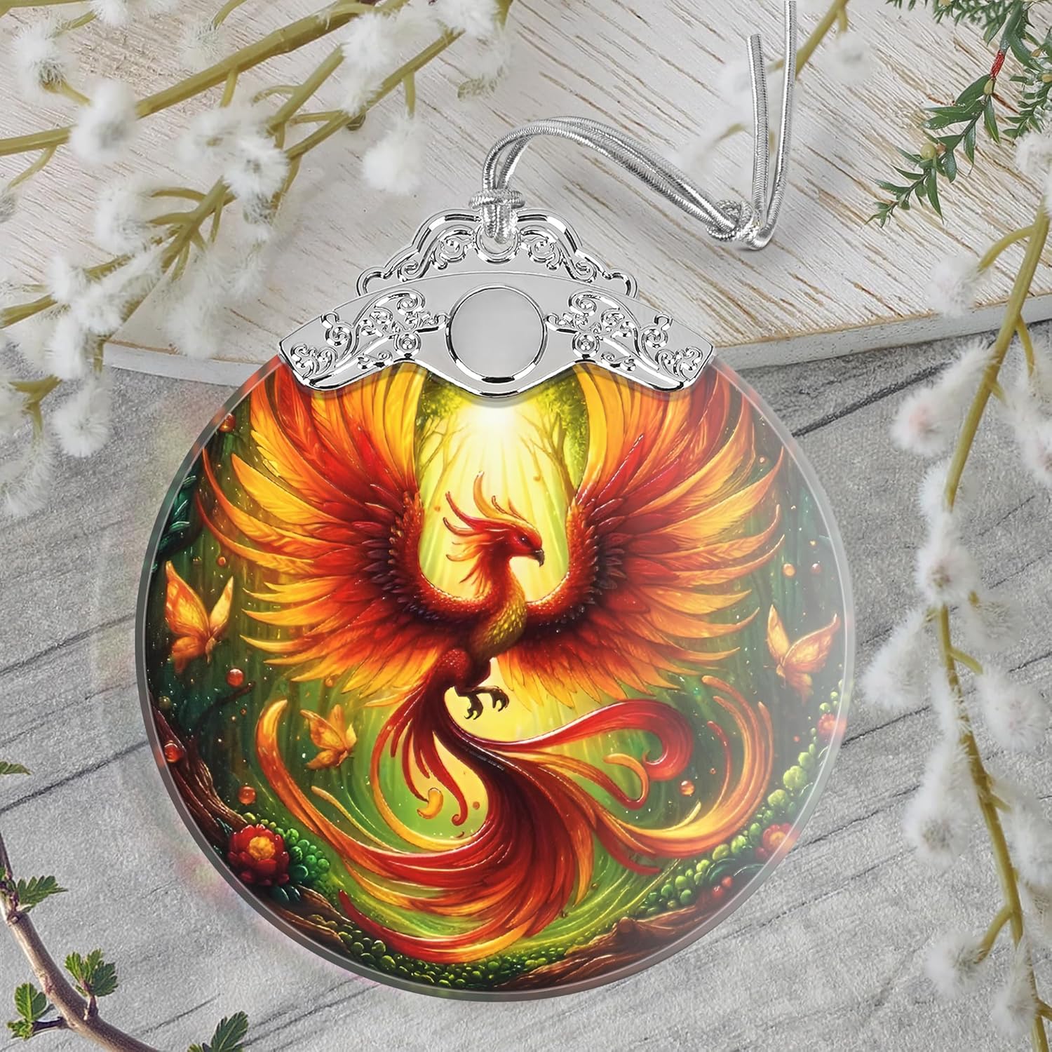 Christmas Ornament, 2025 Ornaments for Christmas Tree, Stained Glass Hanging Ornament, Holiday Ornaments, Unique Gift Idea - Phoenix