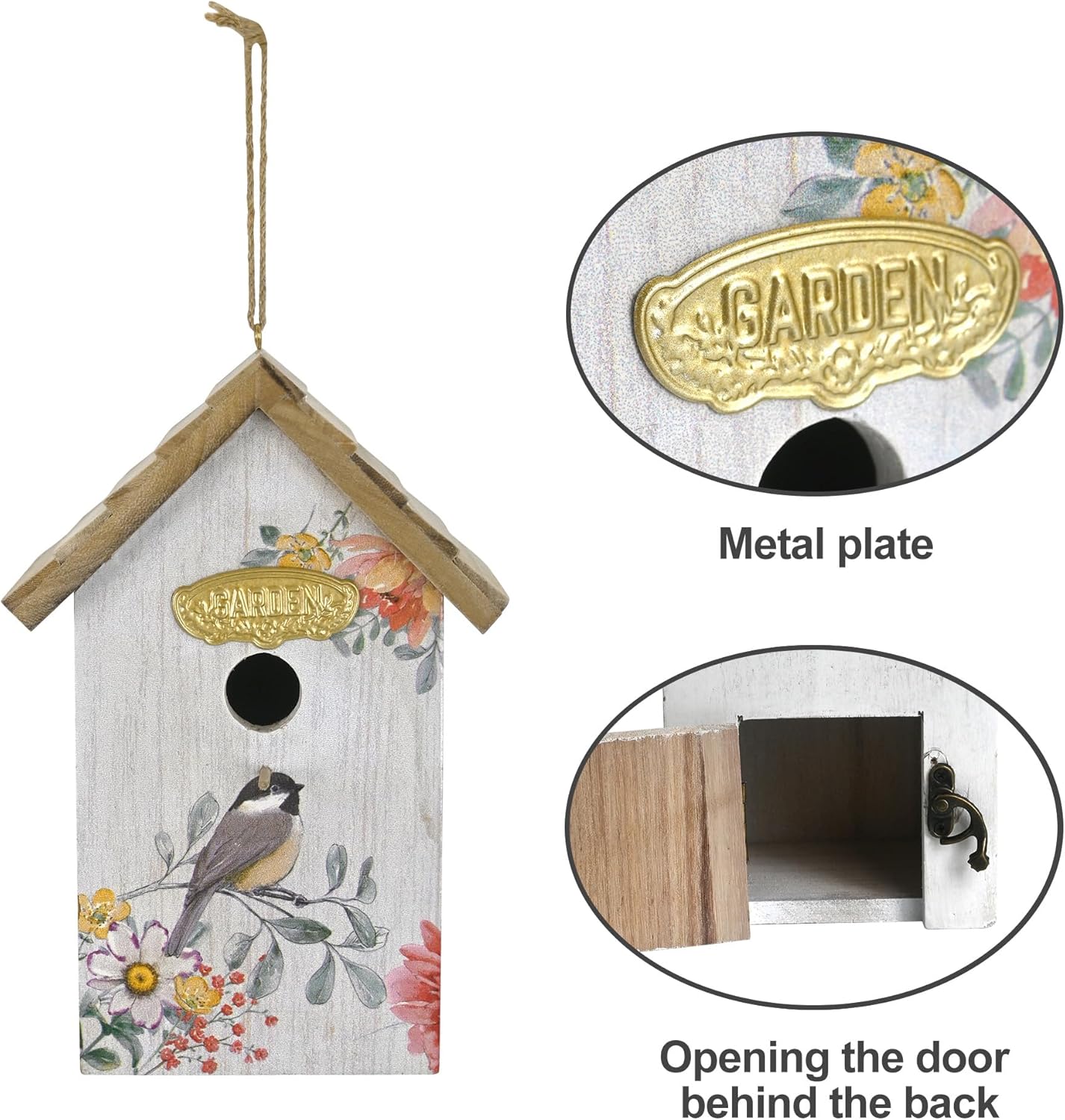 Wooden Humming Bird Houses for Outside Hanging Birdhouses for Outdoors Unique Bird Nest for Hummingbird, Bluebird, Wren, Chickadee, Sparrow, Decorative Garden Bird House for Bird Lover