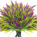 20 Bundles Artificial Plants Outdoor Fake Monkey Grass with Flowers (Fuchsia)
