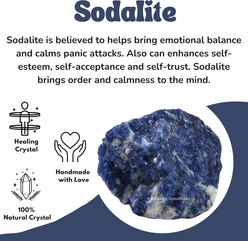 Sodalite Raw Crystals and Healing Stones, Natural Rocks for Tumbling and DIY Raw Stones and Crystals (1 lb)