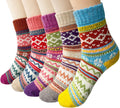 Justay 5 Pairs Wool Socks for Women - Winter Thick Boot Cozy Crew Vintage Soft Calf Knit Warm Socks Gifts