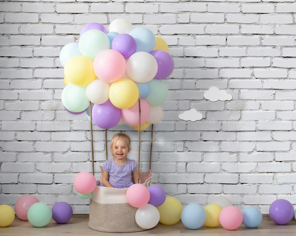 VitalCozy 10 x 8 Ft Christmas Brick Wall Backdrop for Photoshoot Polyester Fabric Brick Backdrop Background for Fireplace Home Decoration Newborn Birthday Party (White)