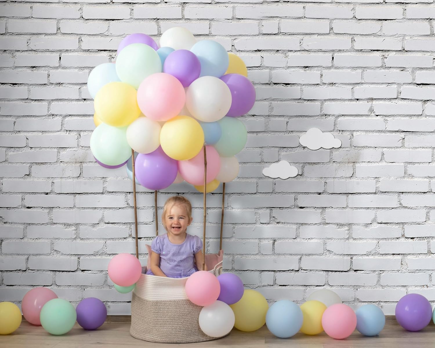 VitalCozy 10 x 8 Ft Christmas Brick Wall Backdrop for Photoshoot Polyester Fabric Brick Backdrop Background for Fireplace Home Decoration Newborn Birthday Party (White)