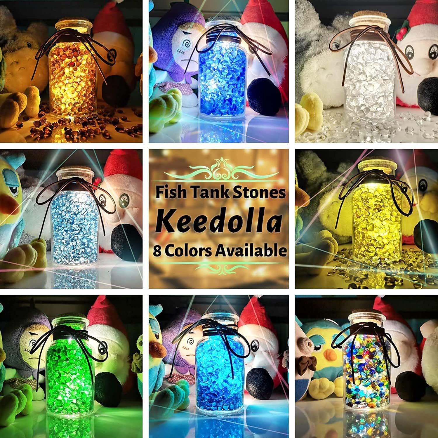 Keedolla 3 LB Clear Gravel for Fish Tank, Sea Glass Pebbles Marbles Pebbles Gravel Rocks Crystal Gemstones for Aquarium|Fish Turtle Tank|Vase Filler|Flowerpot Decoration