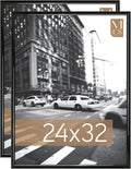 MCS Trendsetter 24x32 Poster Frame Black High-Gloss, Vertical & Horizontal Wall Hanging Large Picture Frame for Photos, Posters & Art Prints (2-Pack)