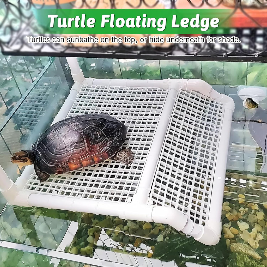 Fhiny Hanging Turtle Basking Platform, Plastic Turtle Floating Dock Basking Area Reptile Climbing Ramp for Aquatic Turtles Tortoise Tank Accessories Decor for Lizard Gecko Hermit Crab