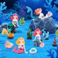 20pcs Mini Mermaid Figurines Aquarium Decorations Set with Coral and Shell Ornaments, Mini Ocean Resin Animals for Fish Tank Aquarium