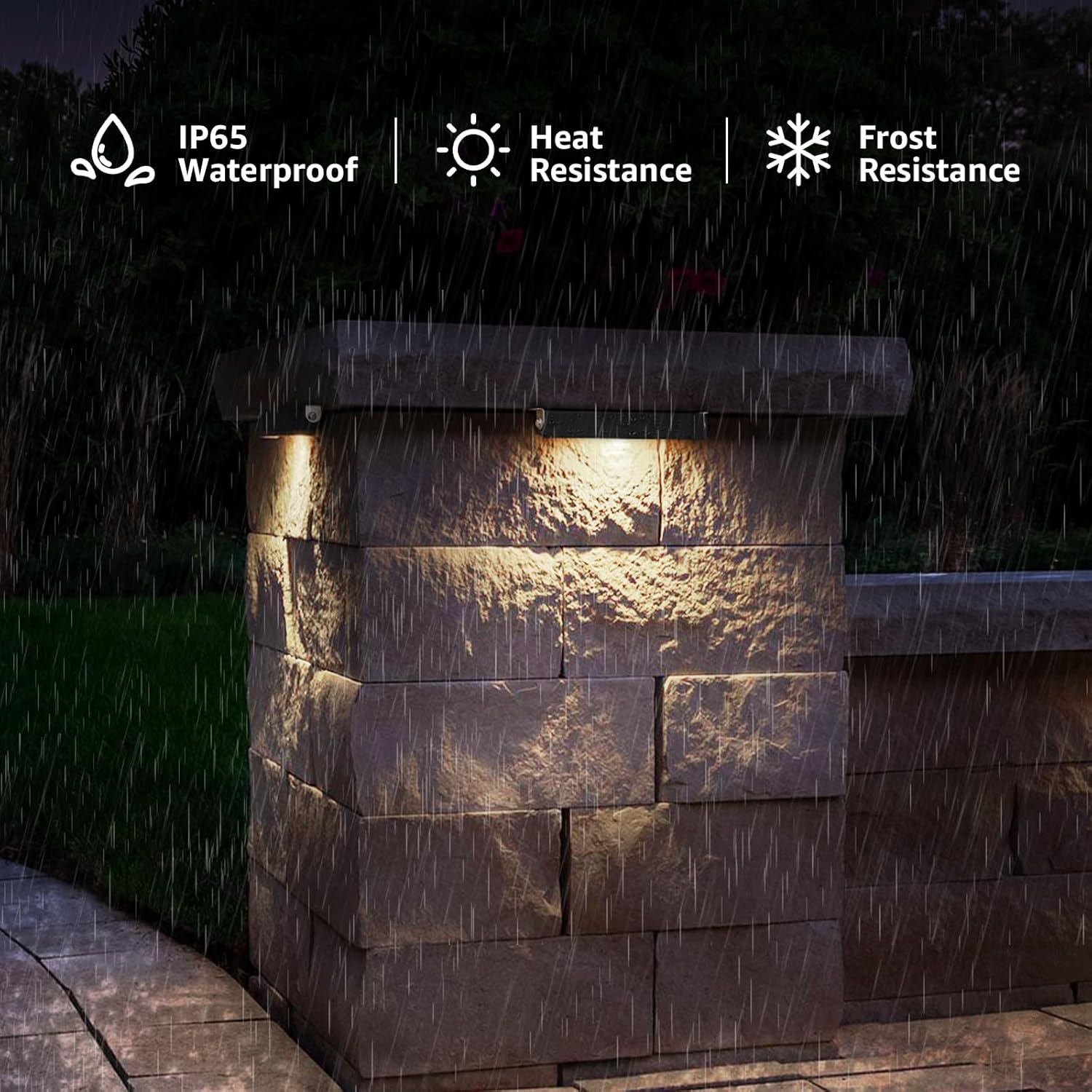 SUNVIE 7 Inch Hardscape Lighting 5W LED Retaining Wall Lights 3000K Warm White Low Voltage Landscape Lighting Waterproof Outdoor Step Lights with Connectors Paver Lights for Retaining Wall ETL, 4 Pack