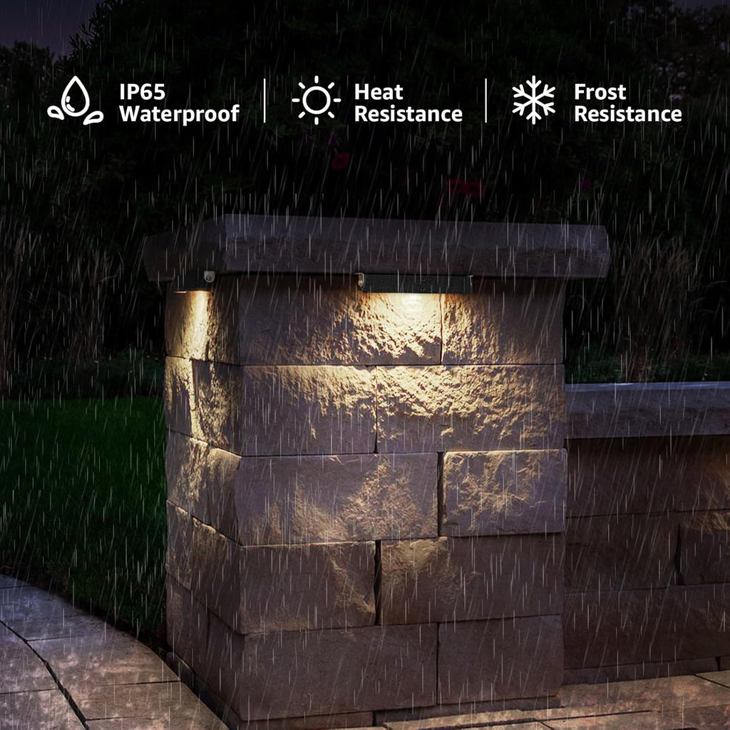 SUNVIE 8-Pack 7 Inch Retaining Wall Lights 5W LED Waterproof Hardscape Lighting 12V Low Voltage Step Lights Outdoor Landscape Lighting with Connectors 3000K Warm White Paver Lights, ETL Listed Cord