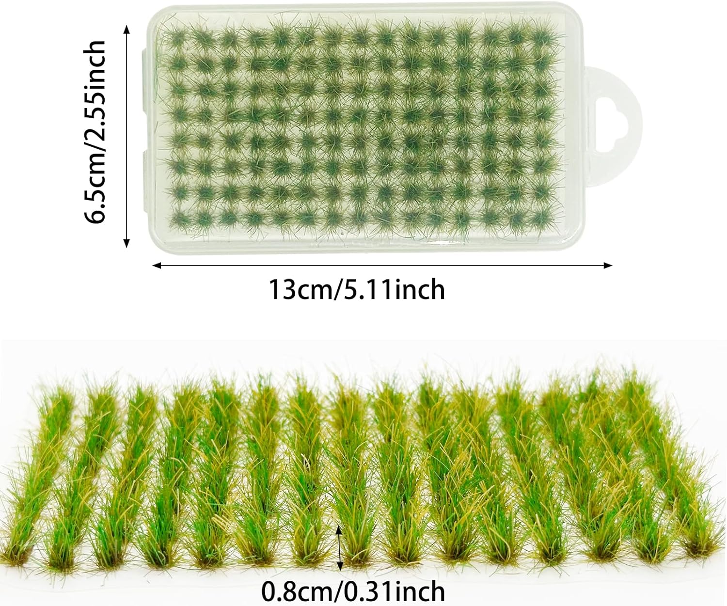 Woohome 120 PCS Bushy Tufts Static Grass Tuft Model Grass Tuft for DIY Miniature Train Landscape Terrain Railway Scenery Decorations, Green