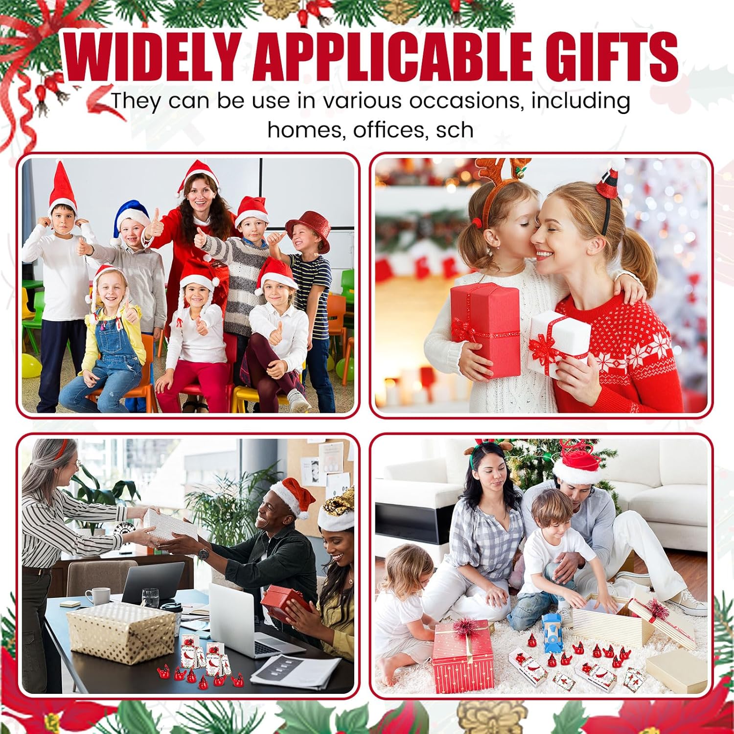 Thyle 50 Set Christmas Employee Appreciation Gifts Bulk Mini Resin Red Cardinal Bird Figurines Christmas Party Favors Set Including Resin Red Cardinal, Mini Box, Positive Cards and Fake Snowflake