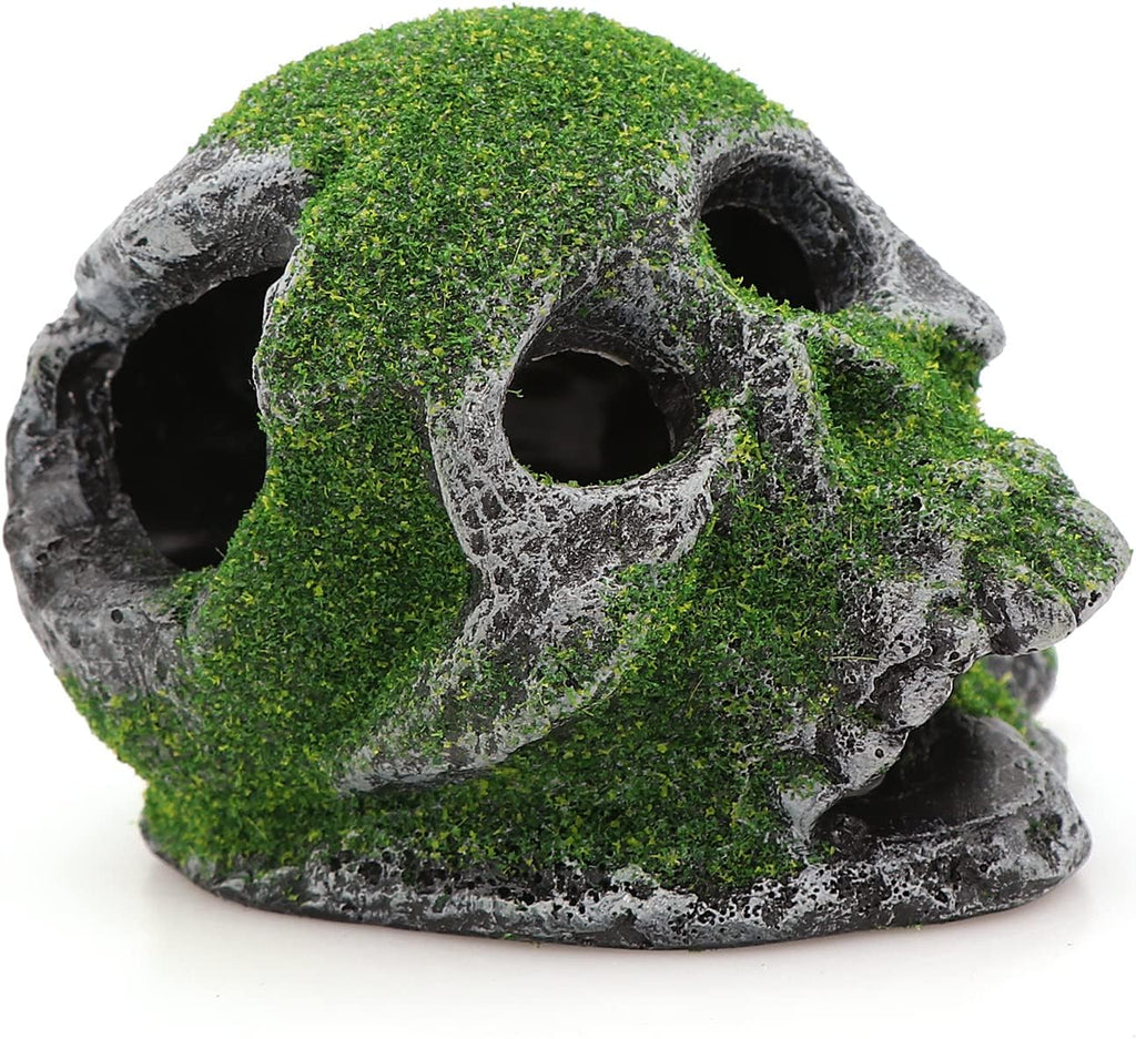 AQUA KT Aquarium Landscape Head Skeleton Skull Rock Fish Hiding Place Cichlid Cave for Gold Betta Fish Tank Decoration Freshwater or Marine Aquariums