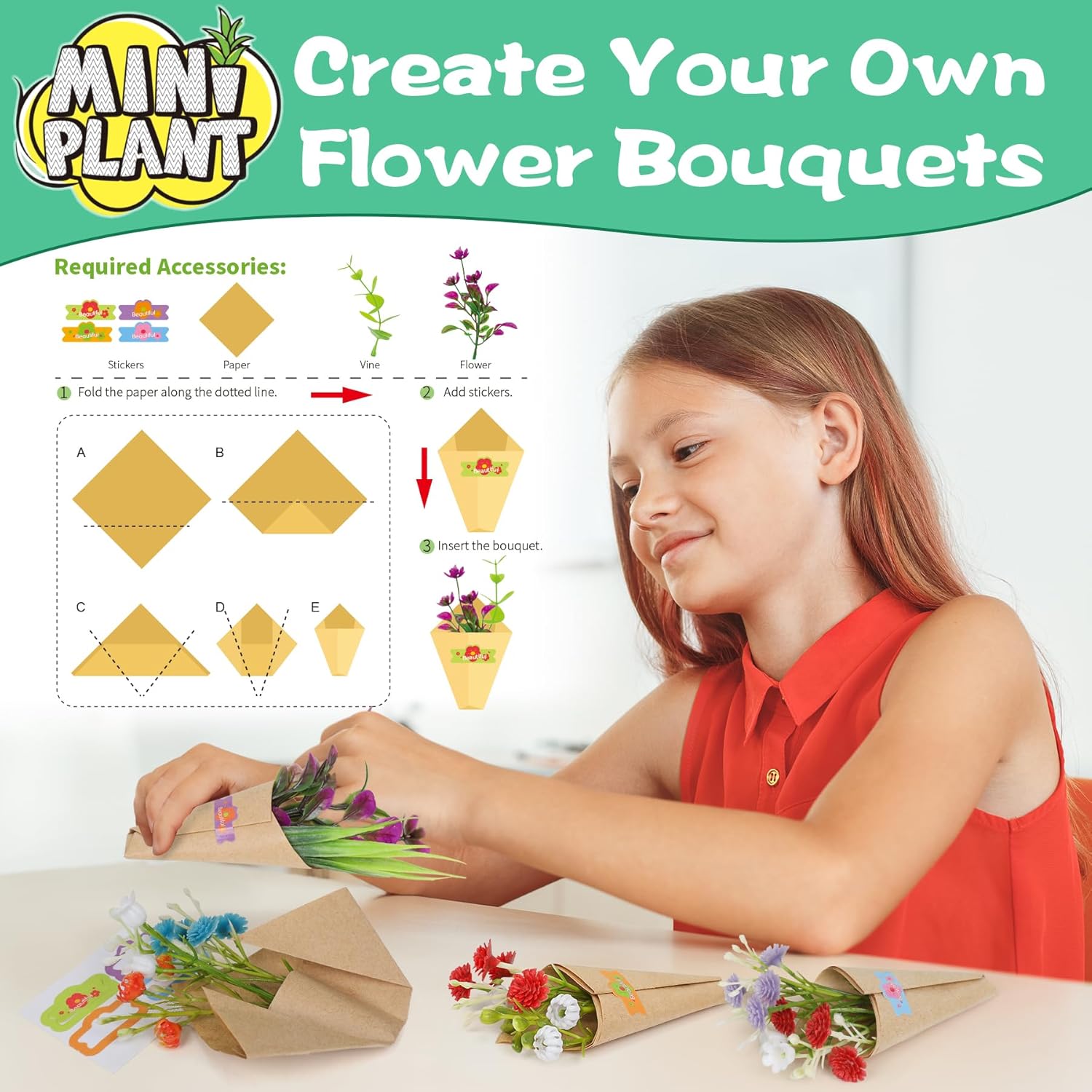 70 PCS Make It Miniature Brands Nature Garden Plants Set, Mini Botanical Collectibles, Tiny Paper Flower Bouquet DIY Craft Kit, with Wood Display Stand, Miniature Toy Gift for Kids and Adults