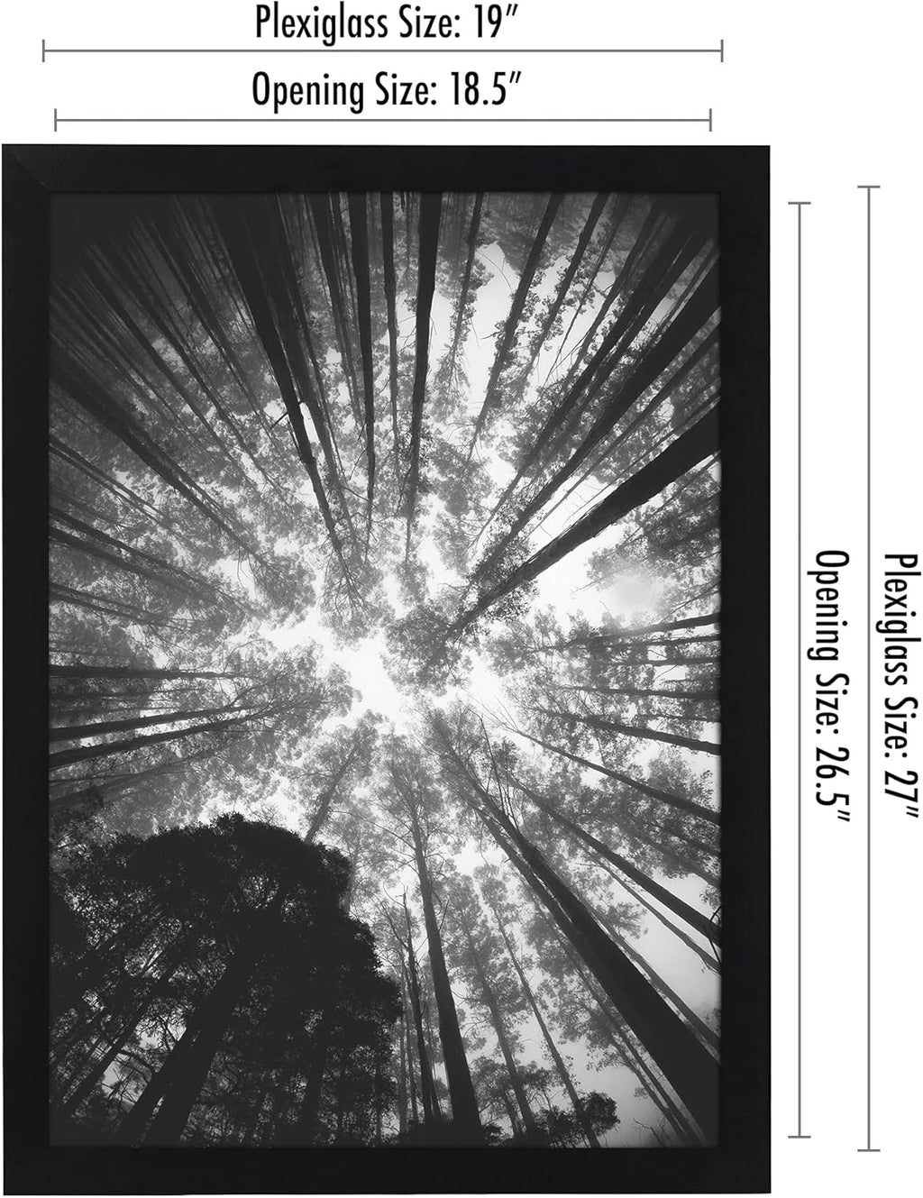 Americanflat 19x27 Poster Frame with Polished Plexiglass - Black Picture Frame - Wide Photo Frames Made of Engineered Wood for Vertical or Horizontal Wall Display - Epic Collection - Black