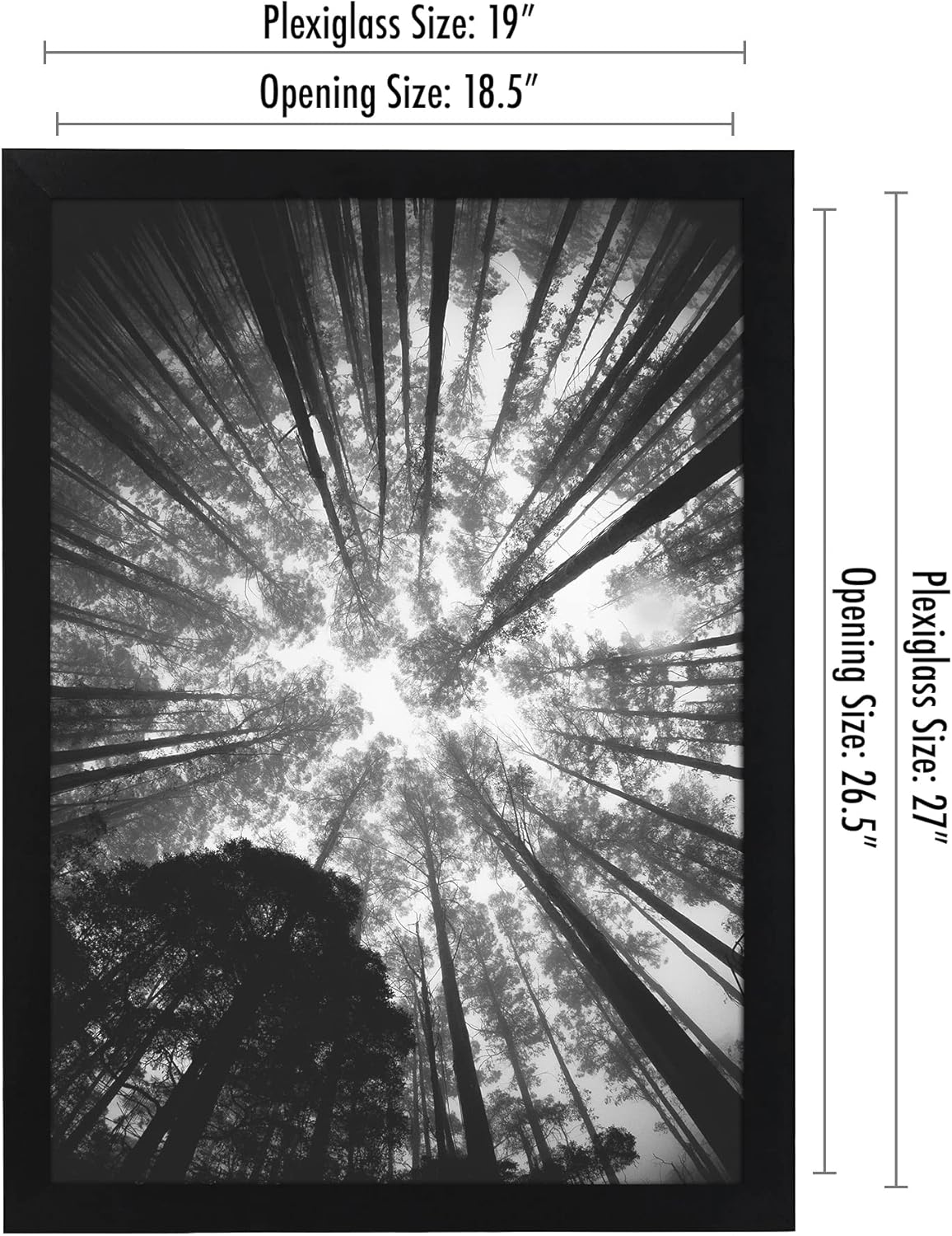 Americanflat 19x27 Poster Frame with Polished Plexiglass - Black Picture Frame - Wide Photo Frames Made of Engineered Wood for Vertical or Horizontal Wall Display - Epic Collection - Black