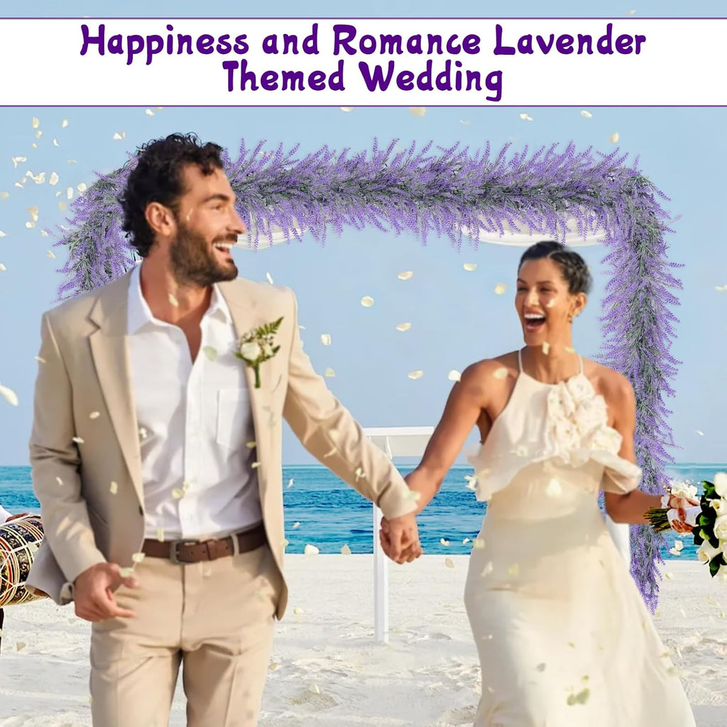 Spring Summer Lavender Garland, 6Ft Purple Lavender Artificial Garland, All Year Lavender Garlands for Farmhouse Wedding Mantle Arch Porch Stair Table Indoor Door Home Decor (1)