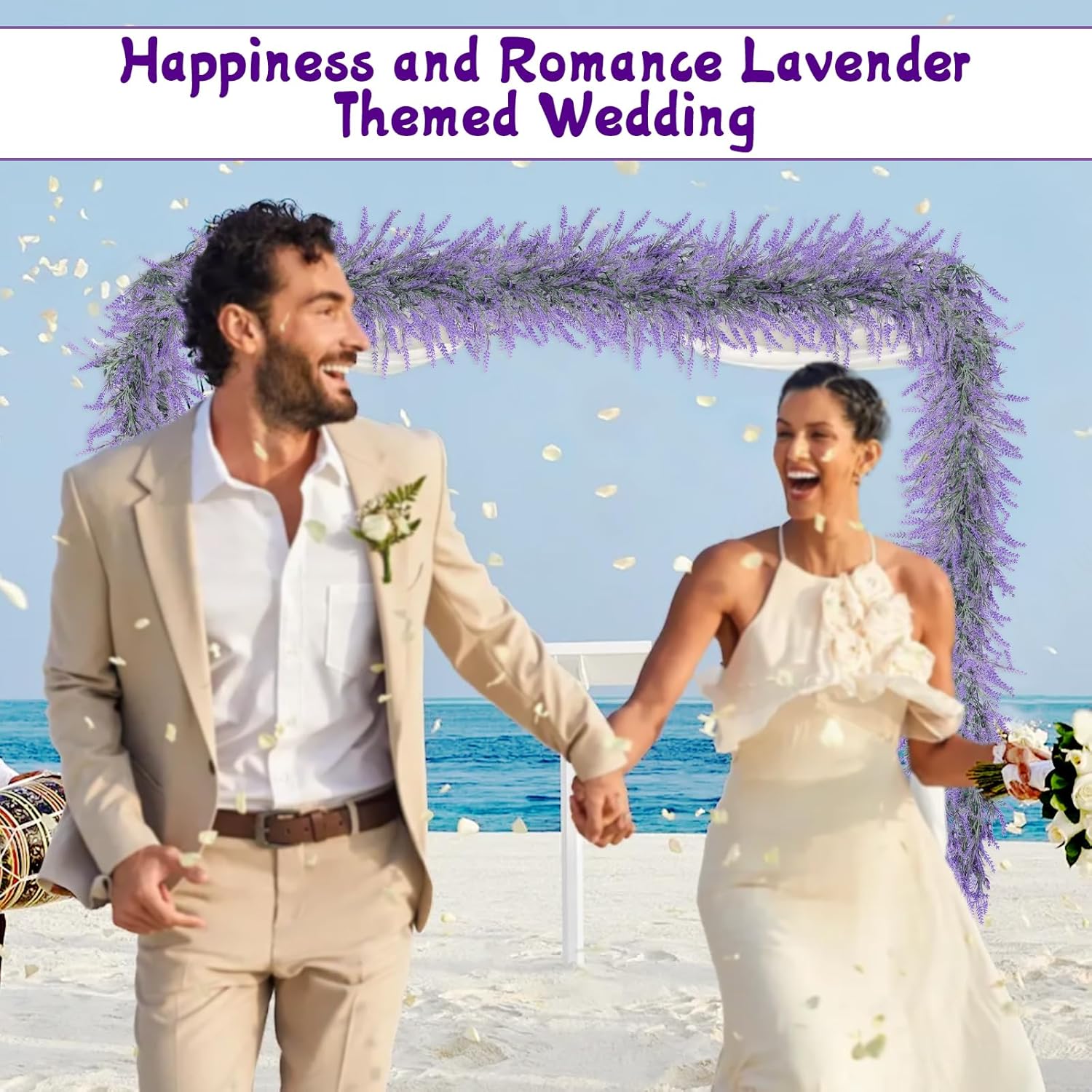 Spring Summer Lavender Garland, 6Ft Purple Lavender Artificial Garland, All Year Lavender Garlands for Farmhouse Wedding Mantle Arch Porch Stair Table Indoor Door Home Decor (1)