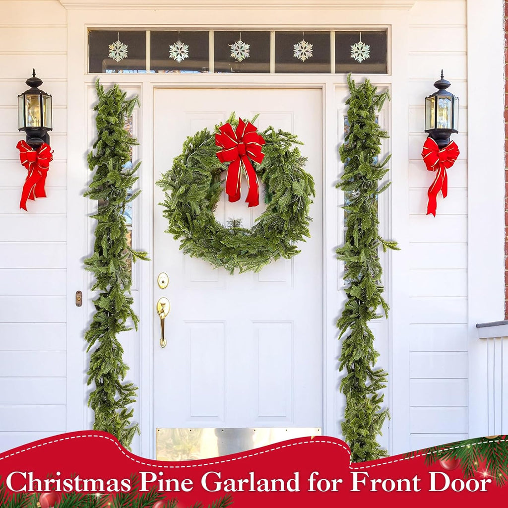 12 Pcs 5.6ft Artificial Christmas Faux Garland Norfolk Pine Garlands Realistic Leaves Hanging Greenery Plant for Christmas Table Fireplace Wall Mantle Indoor Xmas Decor