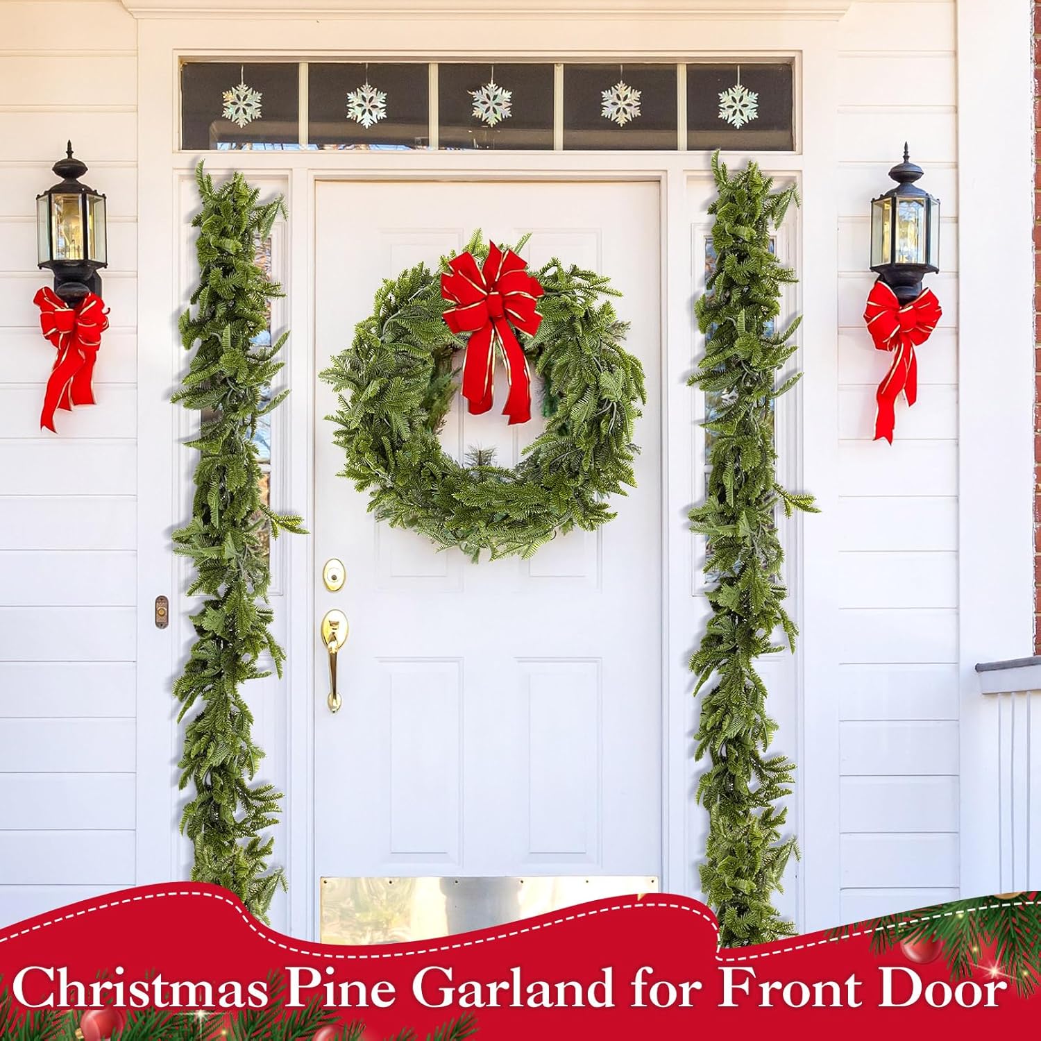 12 Pcs 5.6ft Artificial Christmas Faux Garland Norfolk Pine Garlands Realistic Leaves Hanging Greenery Plant for Christmas Table Fireplace Wall Mantle Indoor Xmas Decor