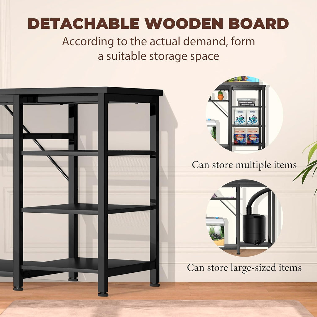 GRLEAF 20-40 Gallon Aquarium Stand: 1000LB Capacity, Built-In Power Outlets, 3-Tier Shelves for Fish Tank Accessories Storage, Heavy-Duty Steel/Wood Hybrid for Fish & Reptile Tanks | Excludes Tank