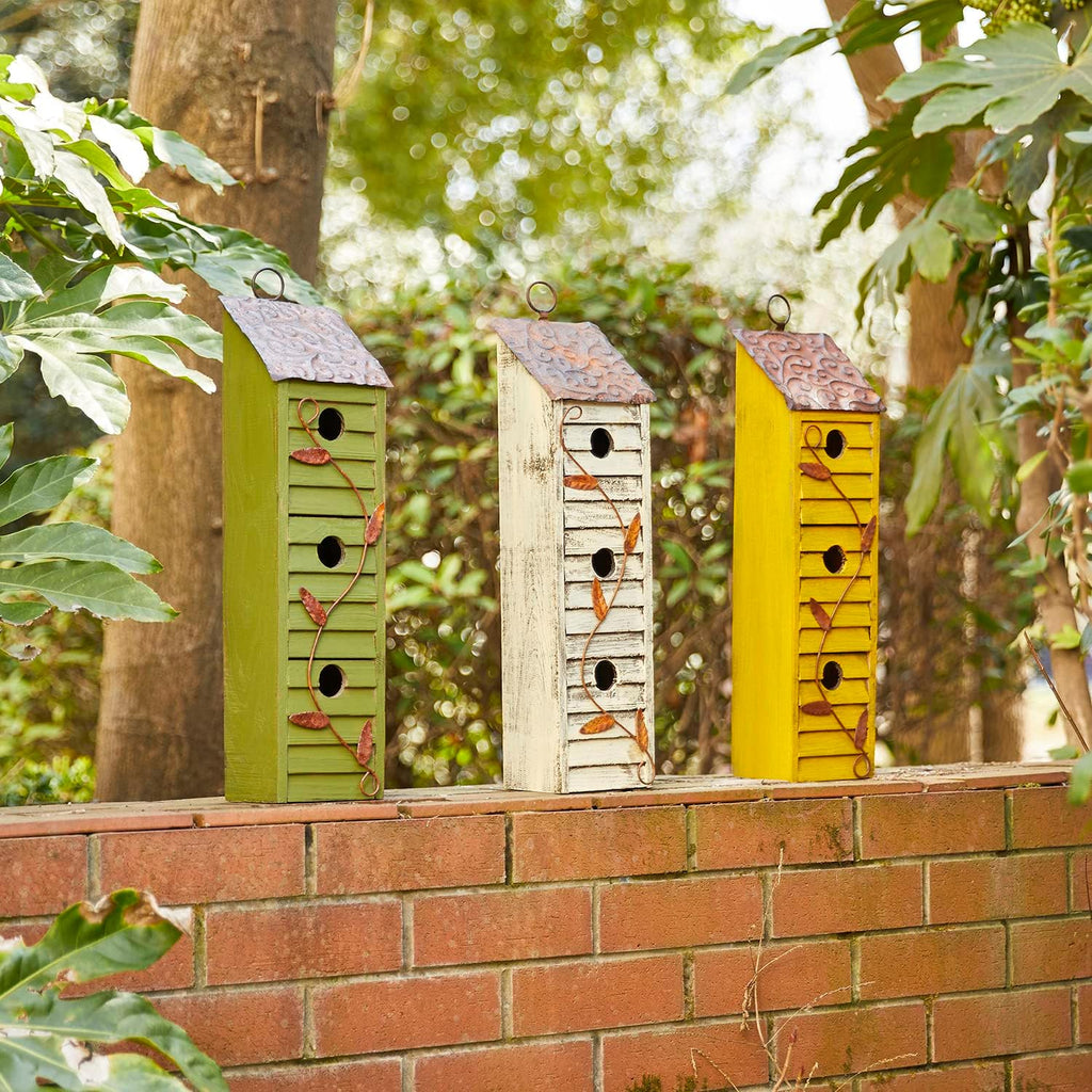 Glitzhome 17.95" H Wooden Three-Tier Hanging Distressed Garden Birdhouse Decorative Bird House for Outdoors