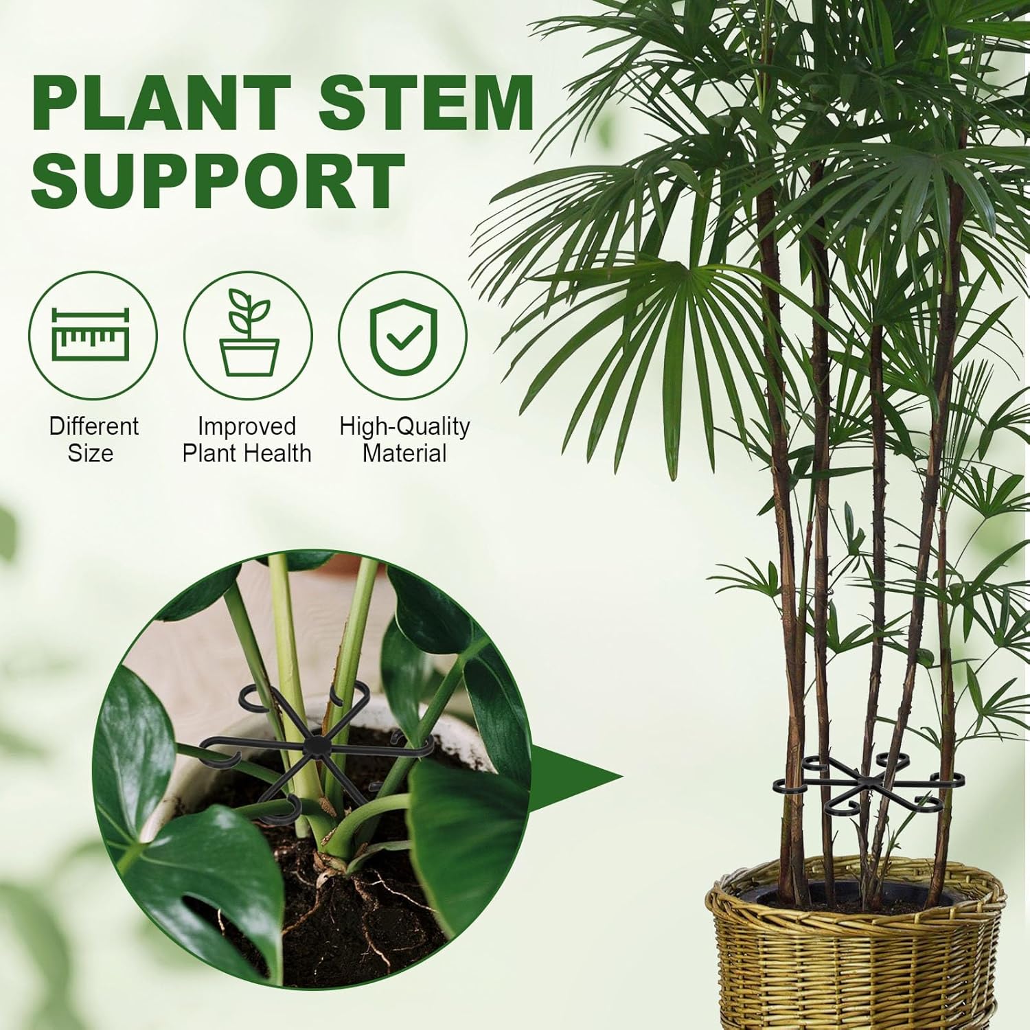 16pcs Plant Stem Support, Plant Support for Indoor Plants, 4 Sizes Climbing Houseplant Stem Holders, Reusable Plant Stabilizer, Indoor Plants Accessories