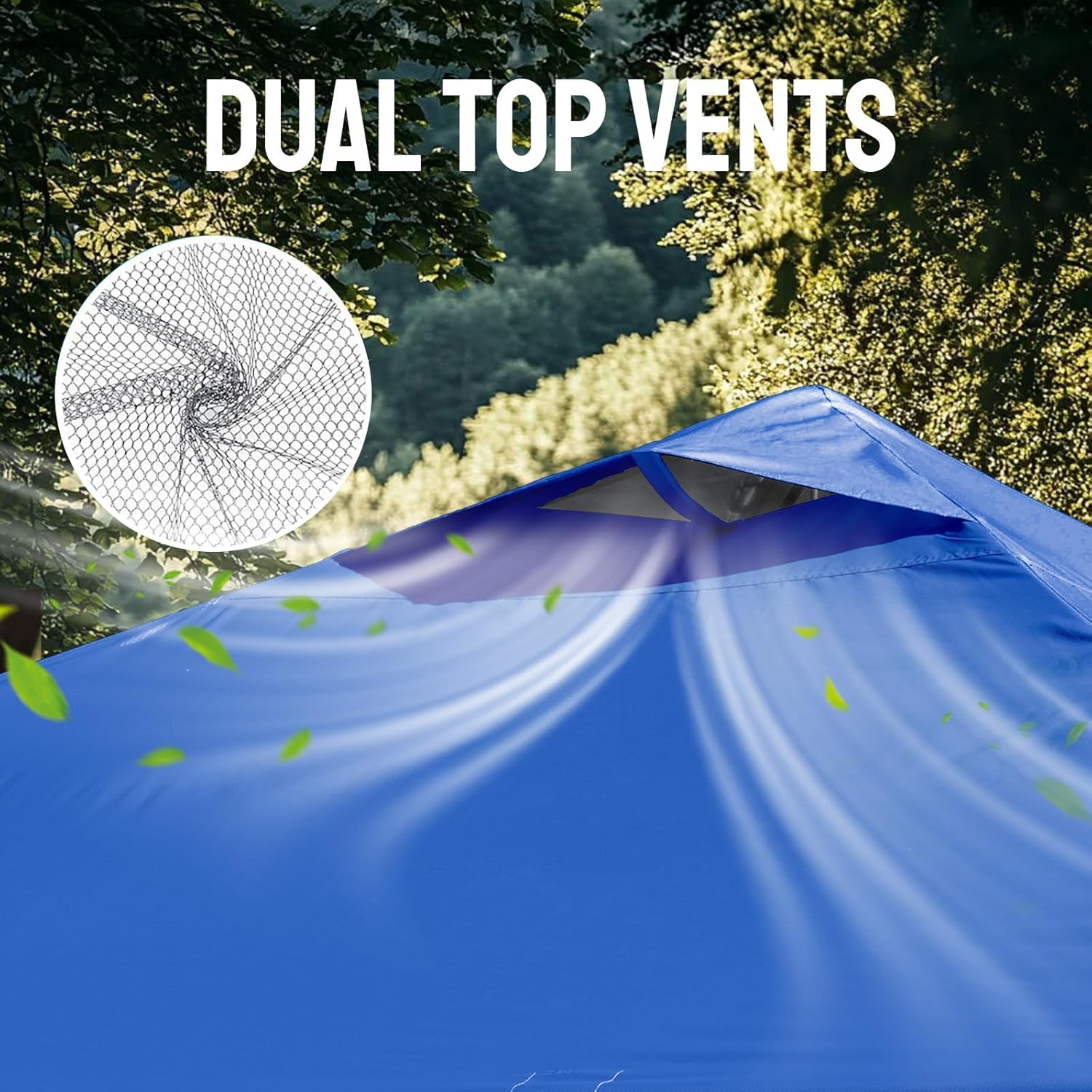 CROWN SHADES 10x10 Pop Up Canopy Tent - Patented Center Lock One Push Instant Outdoor Canopy Beach Tent with STO-N-Go Bag 8 Stakes & 4 Sand Bags，Blue