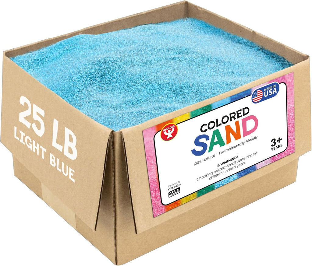 Hygloss Colored Sand for Crafts – 25 lb, Light Blue – Vibrant Colorful Fine Sensory Play Sand Art Kits for Kids – Classroom Activities for Children 3 4 5 6 7 8 9 10 11 12 – Safe for Ages 3+