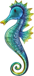 JOYBee 18inch Metal Large Seahorse Wall Art Decor,Christmas Decorations,Bathroom Ocean Glass Art Outdoor Hanging Beach Theme Decorations for Outdoor Indoor Kitchen Garden Patio,Porch or Fence