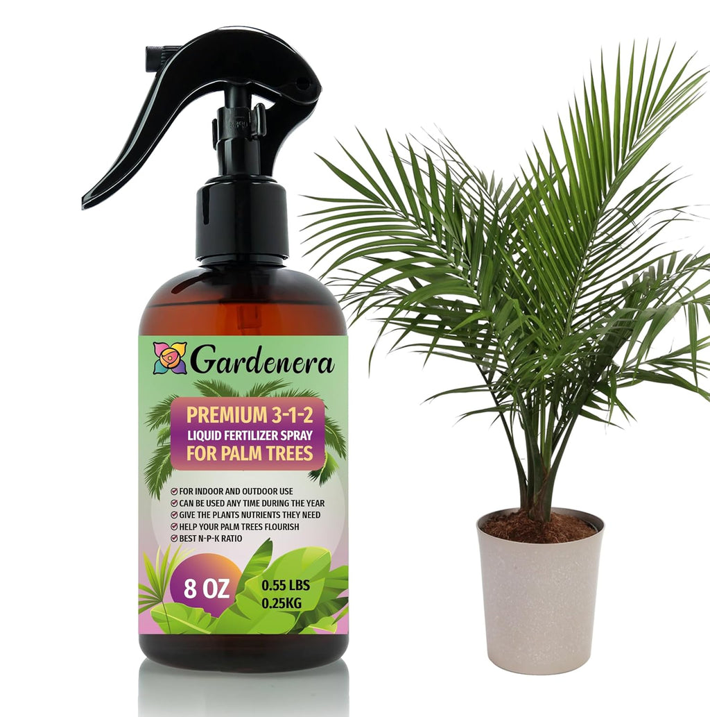Gardenera Professional Palm Tree Spray Fertilizer Mist for Home Gardening | 3-1-2 Gentle Blend Mist for Healthy Leaves & Growth | Essential Nutrients for Palm Trees - 8oz