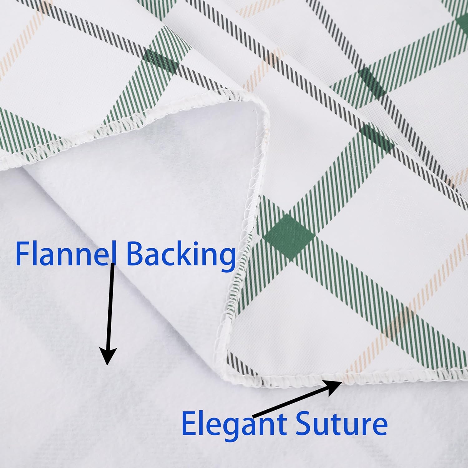 Heavy Duty Vinyl Tablecloth with Flannel Backing Waterproof Oil-Proof Plastic Table Cloth Stain-Resistant Wipeable Rectangle or Square Table Cover for Indoor and Outdoor (Green Plaid,52x70 Inch)
