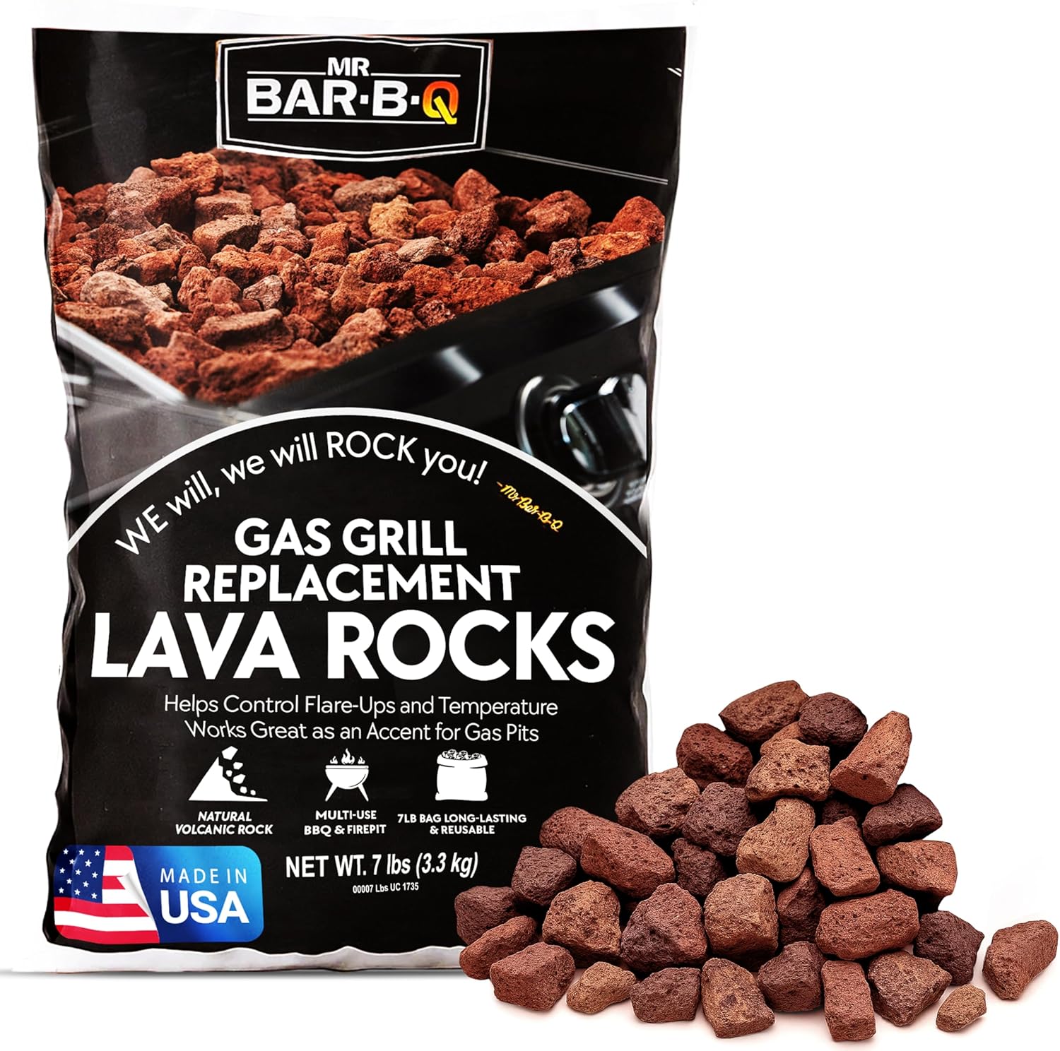 7 Lb. Bag of Natural Lava Rocks for Backyard BBQ Cooking, Burner Grill, Firepit, Bonfires, Campfire, Indoor Fireplace, Fire Bowl, Lava Rocks for Gas Grill Charbroilers by FryOilSaver Co. (Pack of 1)
