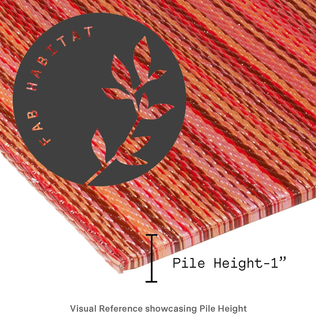 Fab Habitat Striped Non Slip Doormat - Durable, Thin - Recycled Plastic - Entryway, Front Door, Porch, Patio - Cancun Sunset (24" x 36" Non-Slip)