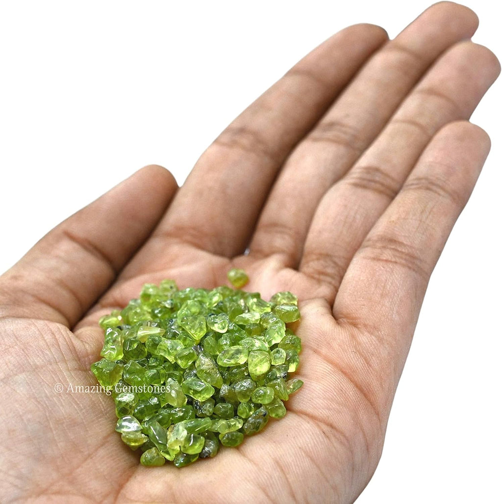 Amazing Gemstone Peridot Crystal Chips Aquarium Gravel Rocks - 1000+ Carat Peridot Chips Bulk Fish Tank Gravel, Small Tumbled Stone Chips and Tiny Crystals for Decoration (Natural AAA Grade Gemstones)