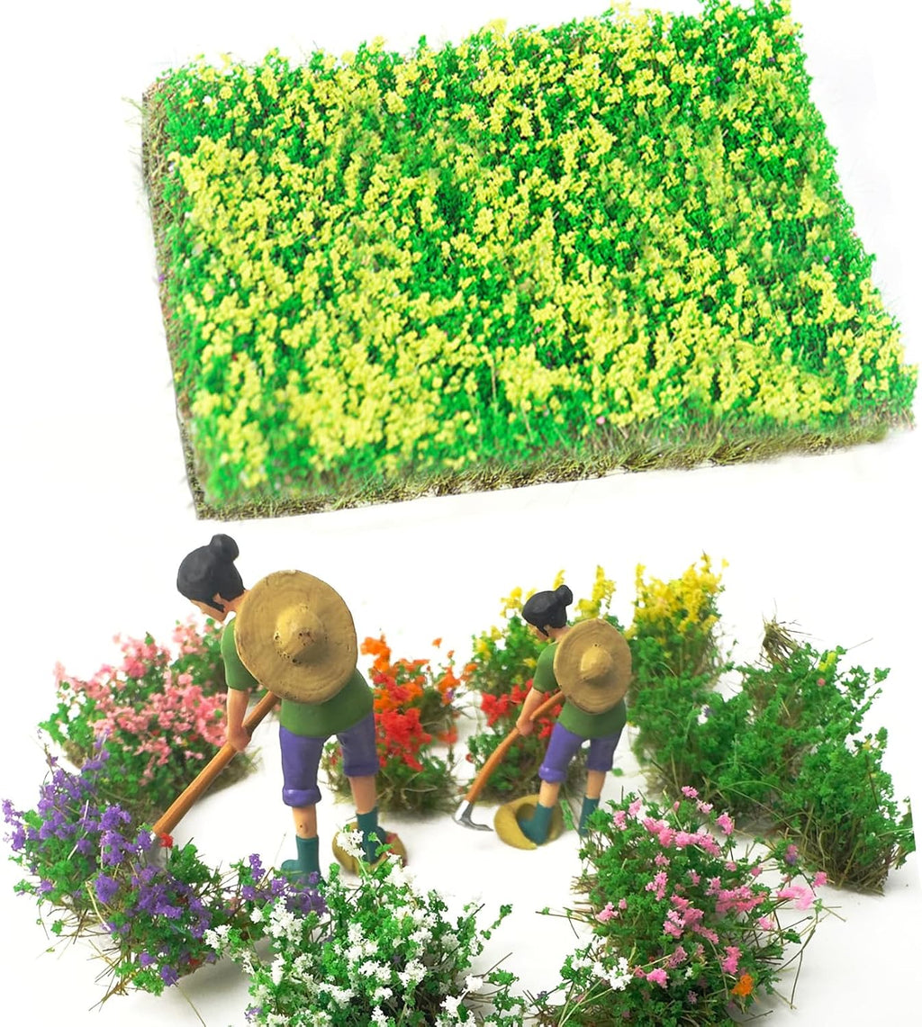 Warmtree Hand Torn Model Grass Tufts Flower Cluster for Miniature Scenery Applicable for N & HO Scale for Train Layouts,Diorama Supplies,and Architectural Models (Yellow)