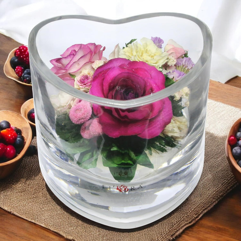Fiora Flower | Premium Preserved Roses in Glass Vase | Lasts 5 Years | Long-Lasting Real Roses for Christmas, Weddings, Birthdays