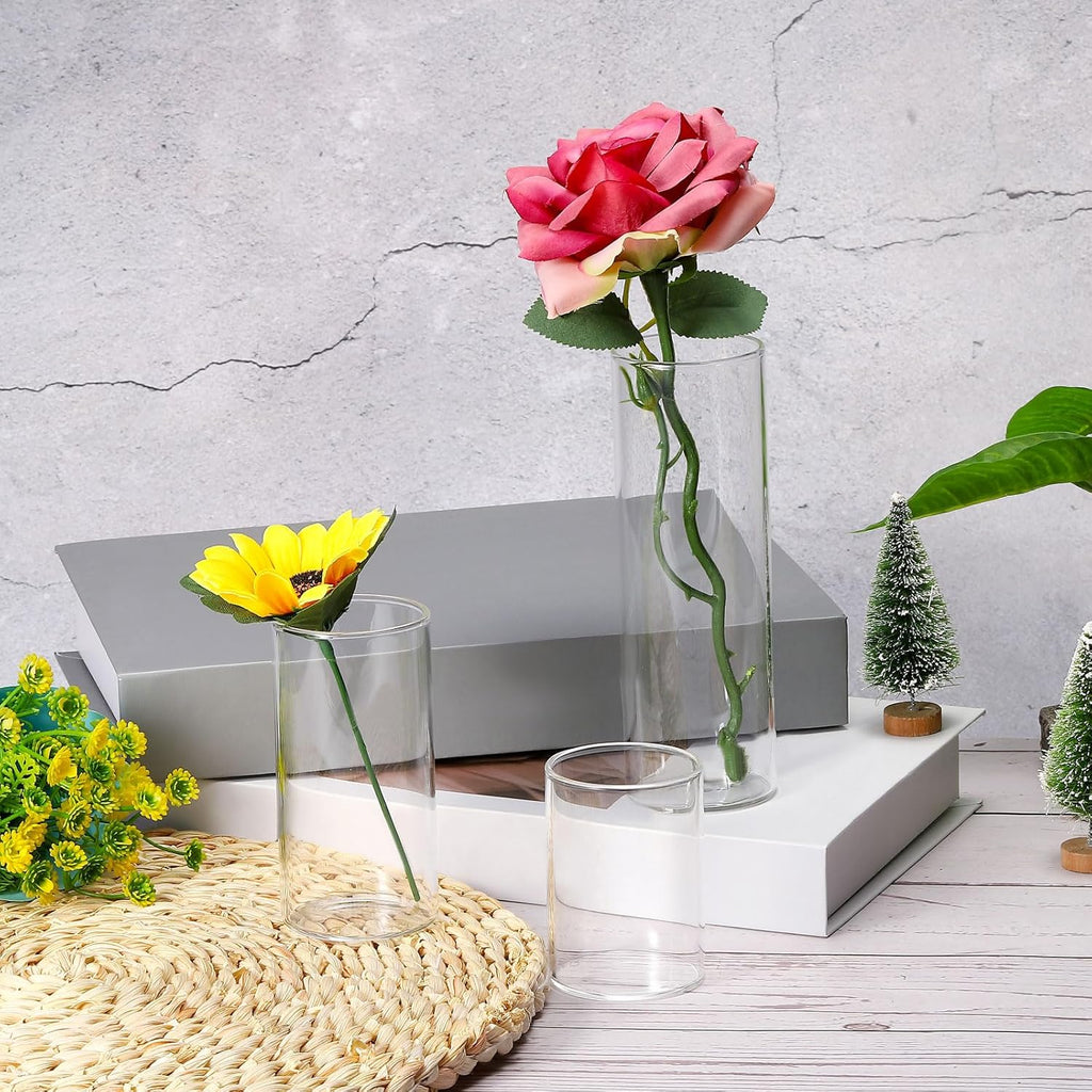 PATIKIL Clear Glass Cylinder Vase, 2.8" Tall and 2" Dia Tabletop Flowers Vase Floating Candle Holder Vase for Home Decor Wedding Centerpieces(3oz)