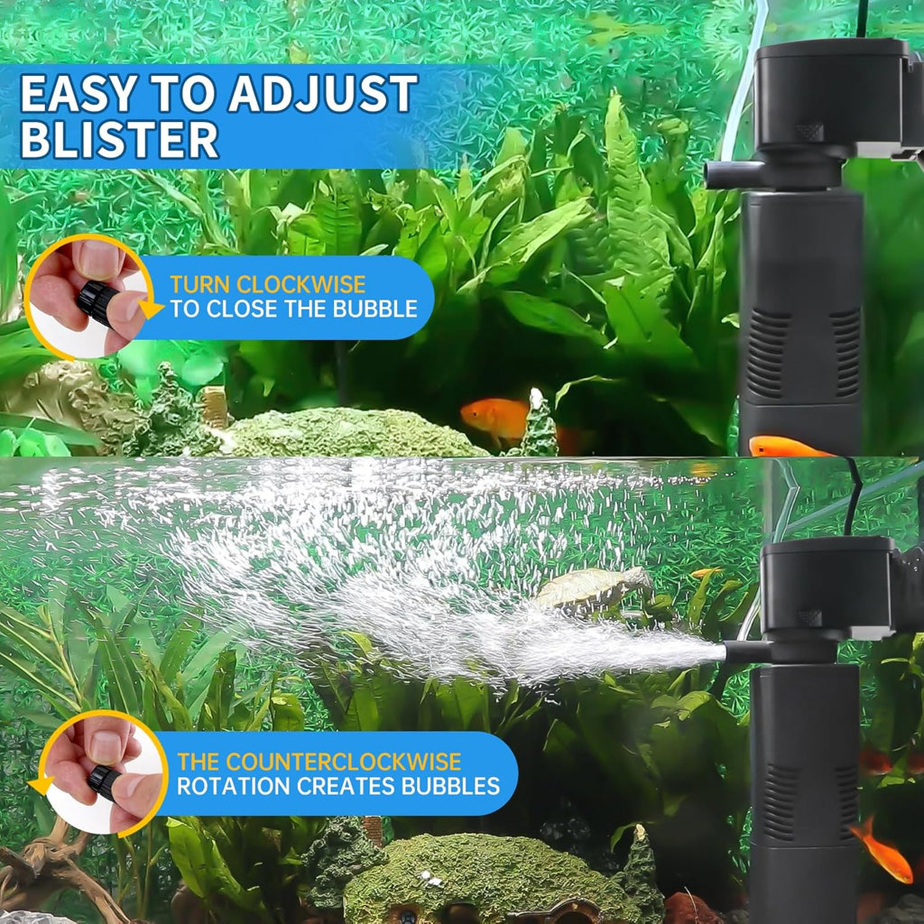 Aquarium Filter for 55-150 Gallons Tank, Internal Fish Tank Filter, Powerful Pump Submersible for Large Fish Tanks, Turtle Tanks, Kois Aeration Deodorization Wave Making Decontamination Filter System